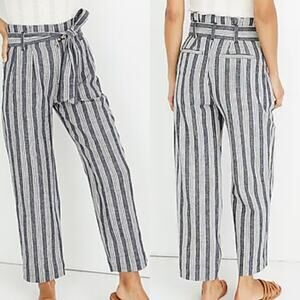 Madewell Paperbag Pants in Deep Indigo Stripe